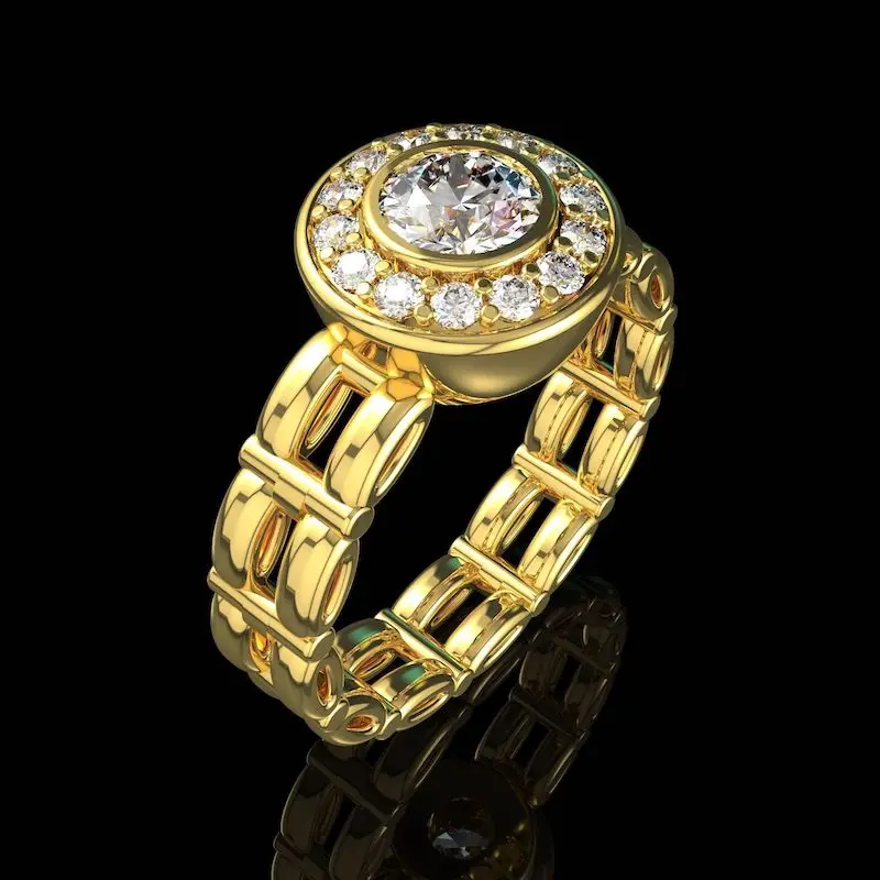 Huitan 2022 New Arrival Korean Style Luxury 18k Gold Plated CZ Cubic Zirconia Rings Bling Crystal Ring for Women