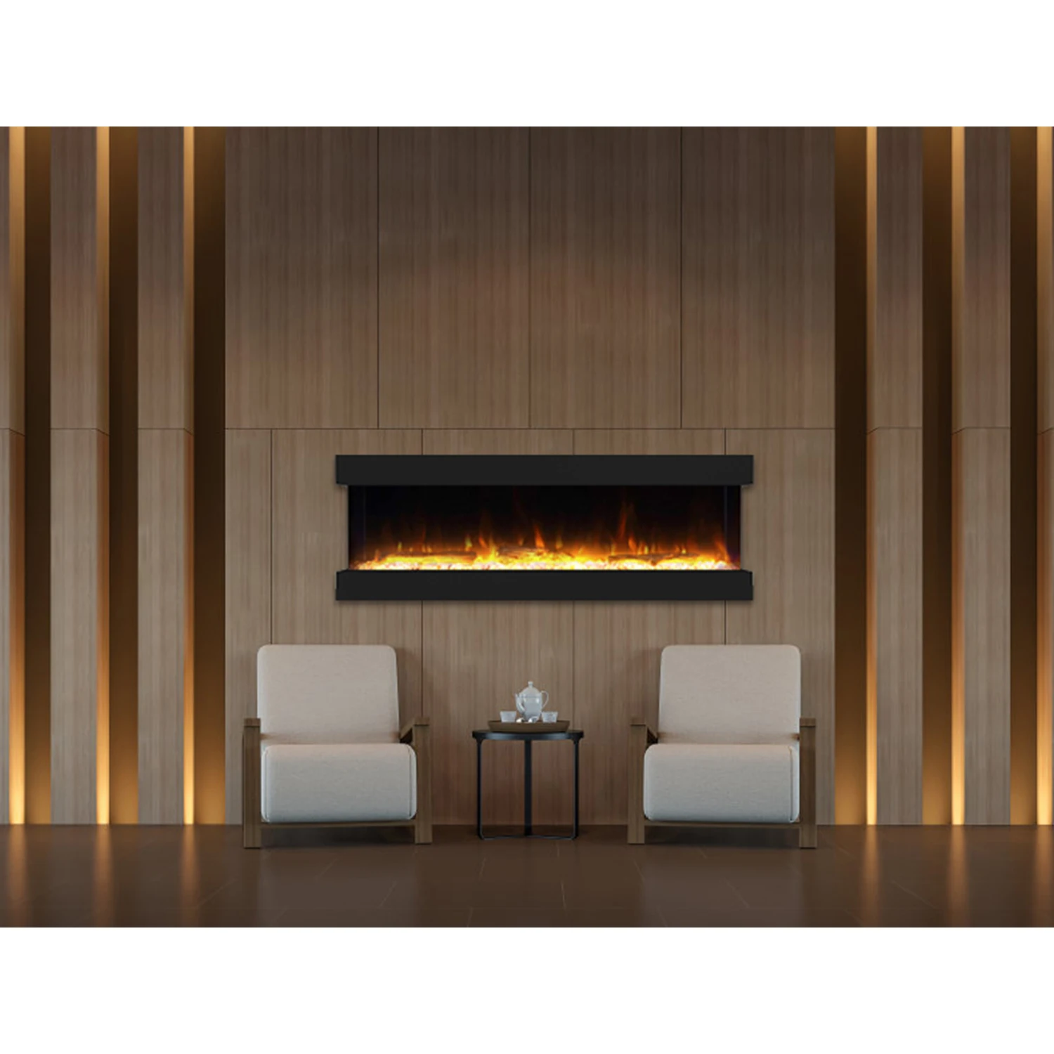 LUXSTAR Factory modern luxury LED insert decoration realistic flame 3 sided electric fireplaces