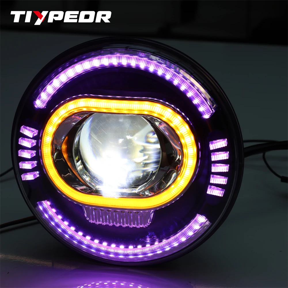 product tiypeor led headlights 7inch round universal rgb drl turn signal for motorcycle headlamp-10