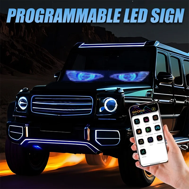 Auto Custom Screen Sticker Flexible Led Screen Motorcycle Headlight Demon Car Devil Eyes Light Led matrix Pixel Panel for Truck