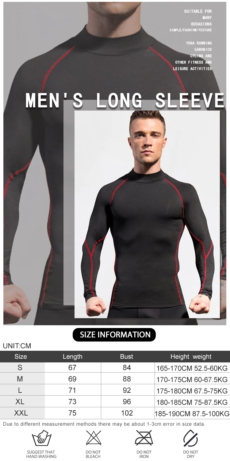 Wholesale Fiess Quick Dry Men Long Sleeve Running Sports Plain Men Thermal Muscle Gym Compression Clothes604_voghion.com