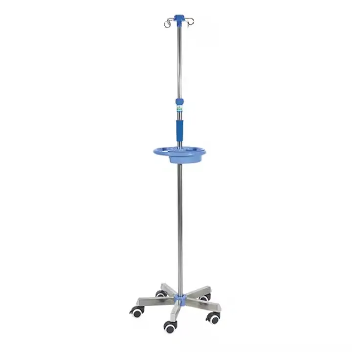 Manual Hospital Bed Infusion Stand ISO-Certified IV Pole with Castor Infusion Hanger and Drip Support for In-Hospital Infusions