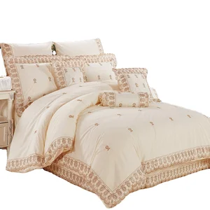 Wholesale Super King Size Bed Duvet Embroidered Microfiber Comforter Set Luxury