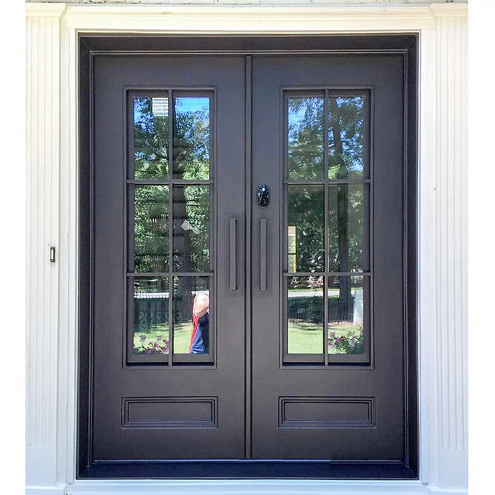 French Front House Exterior Door Wrought Iron And Entry Wooden Gate ...