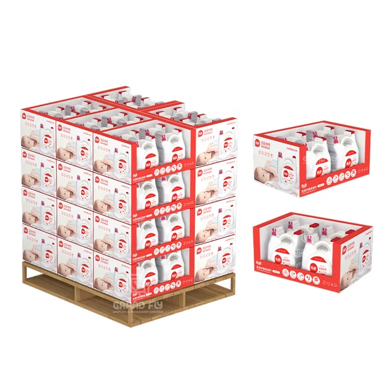 Custom Sams-Club Stackable PDQ Pallet Display Box Supermarket Corrugated Cardboard Boxes Storage Trays Display PDQ