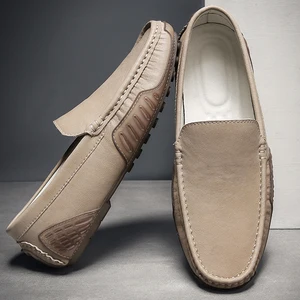 Men's Breathable and Fashionable Formal Shoes 38-48 Genuine Leather Rubber Sole Anti-slip Casual Shoes