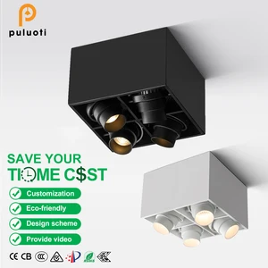 PULUOTI Commercial Zoomable Cob LED Spotlight 15° 24° 38° 60° Surface Mounted Modern Design Aluminum Shop Light System