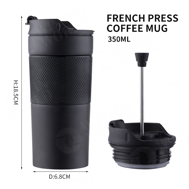 Travel Vacuum Insulated Coffee French Press Mug,Tumbler With Coffee