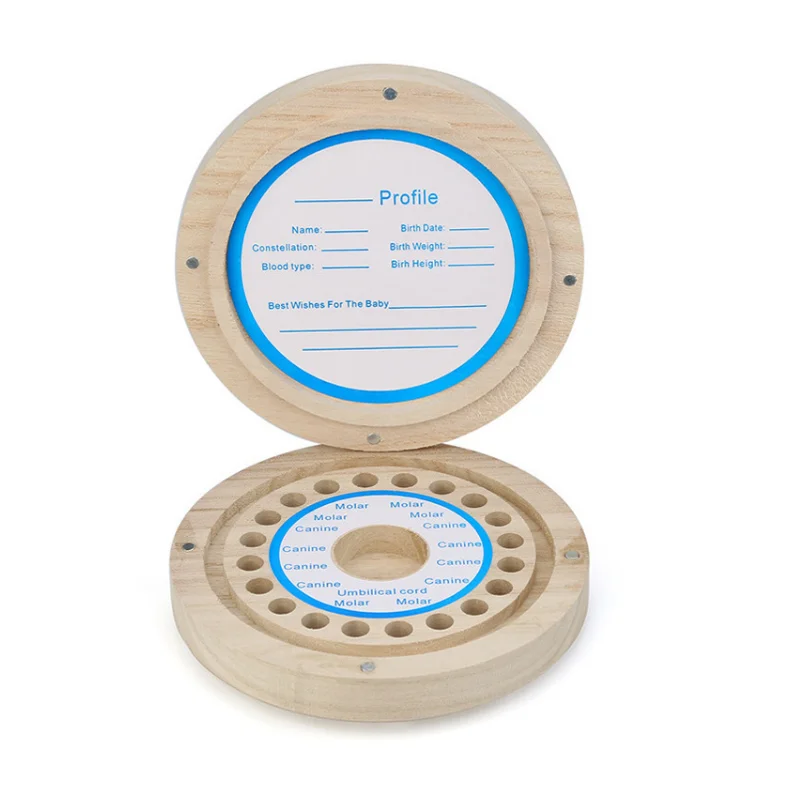 Круглая коробка для хранения зубов, деревянная сувенирная Подарочная коробка для детских зубов