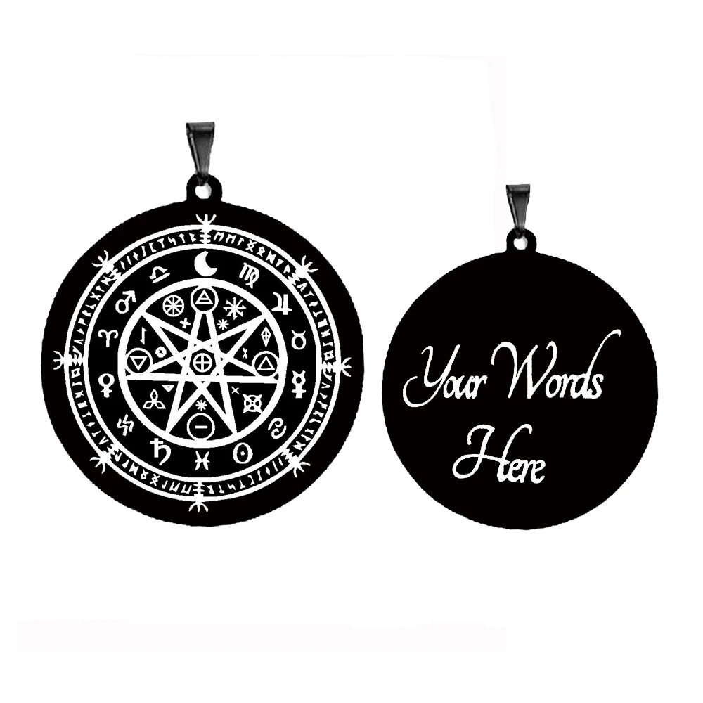 Wiccan Symbol of Protection Mandala Witches Rune Earth Zodiac Wheel of the Year Amulet Talisman Stainless Steel Pendant Necklace