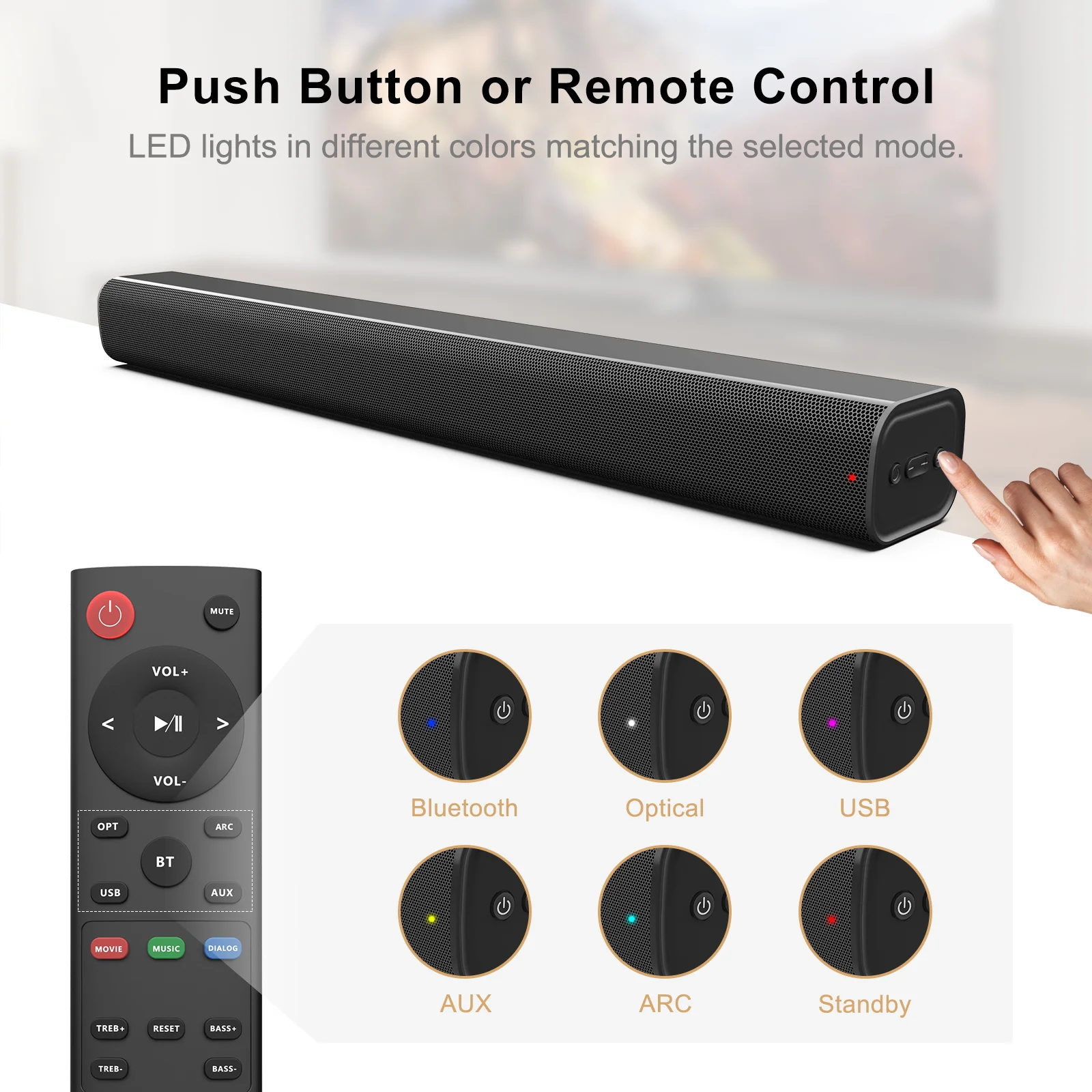 80w Super Bass Tv Speaker 2.0ch Barre De Son Gaming Remote Control