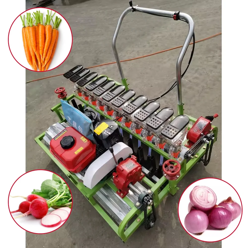 Multifunctional Vegetable Seeder Onion Seeds Sowing Broccoli Carrot Seeds Planting Machine Gasoline Engine Long Service Time