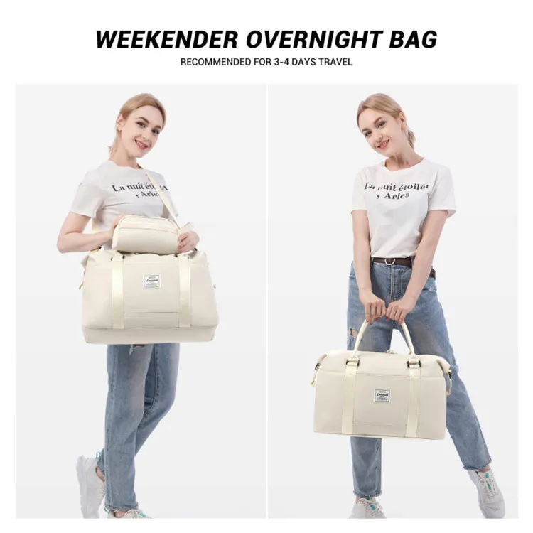 Customized Waterproof Travel Duffel Bag Set with Toiletry Carry On Weekender Sport Gym Bag with Wet Pocket