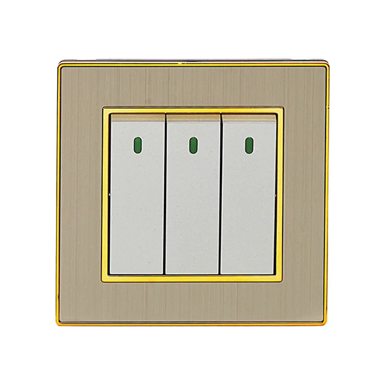 Vnx 2026 New Style Electrical UK Standard 4 Gang One/Two Way Plate Switch Acrylic Golden Corner Radian Color Electric for Home
