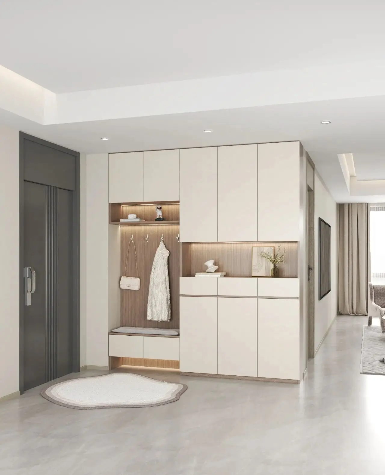 Elegant Modern Wood Shoe Cabinet with Adjustable Partition