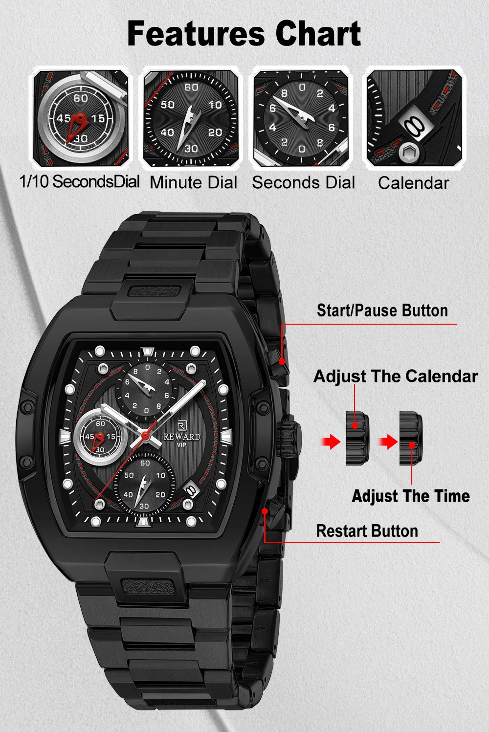 Reward RD812264M Multifunctional Casual Wristwatch for Men