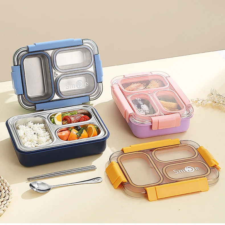3 Compartment Stainless Steel Lunch Box - Leak Proof