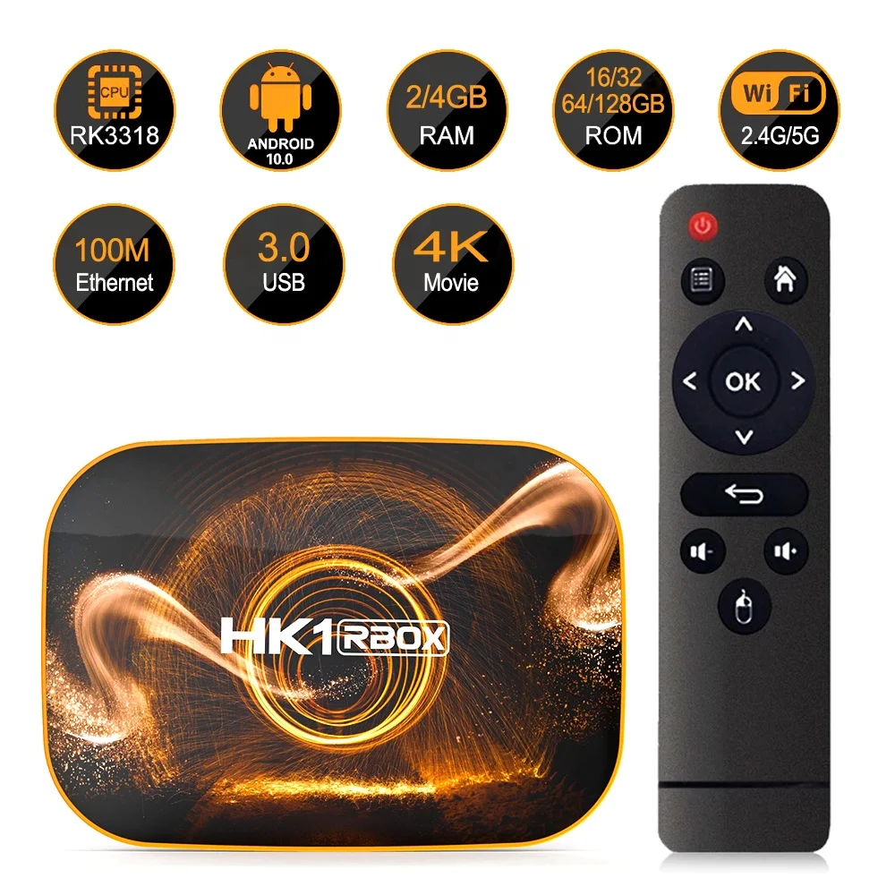 Android 10.0 tv box HK1 RBOX RK3318 4GB 32GB Wifi IPTV Smart Android Tv Box  10 4K 2GB 16GB Media Player Set top box