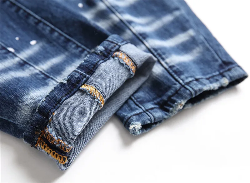 Factory Wholesale Homme Gentleman Tapered Art Graffiti Men Jeans Skinny Splash Ink Pantalon Jeans Men