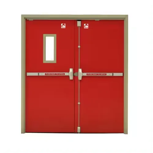 Modern Double Leaf Fireproof Steel Doors 2 Hour Security Rating Swing Open Style-for Hotels Schools Hospitals with Certificates