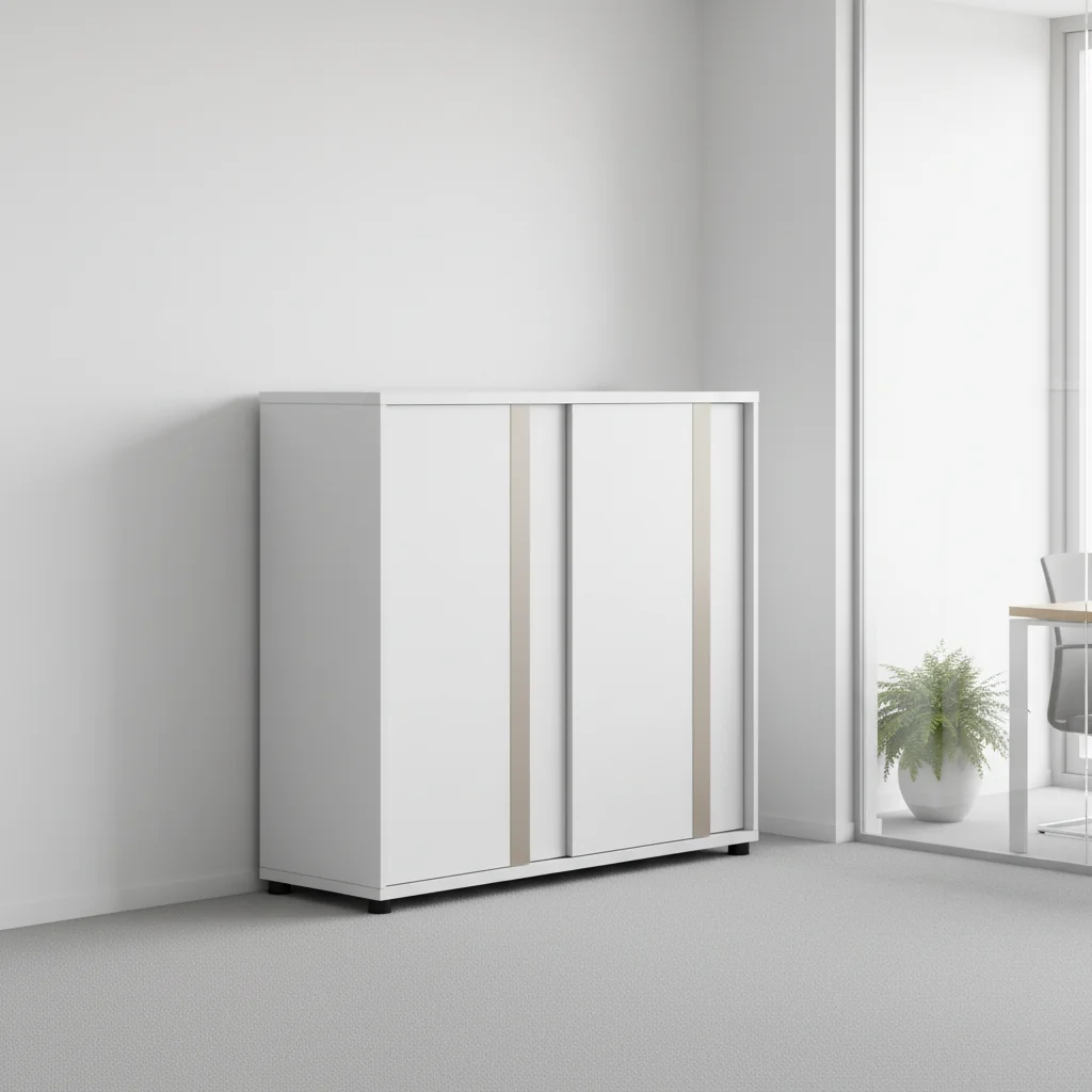 Compact Movable File Storage Cabinet Single Door Design Durable Wood Material Adjustable Shelves Large Capacity Modern Office 6