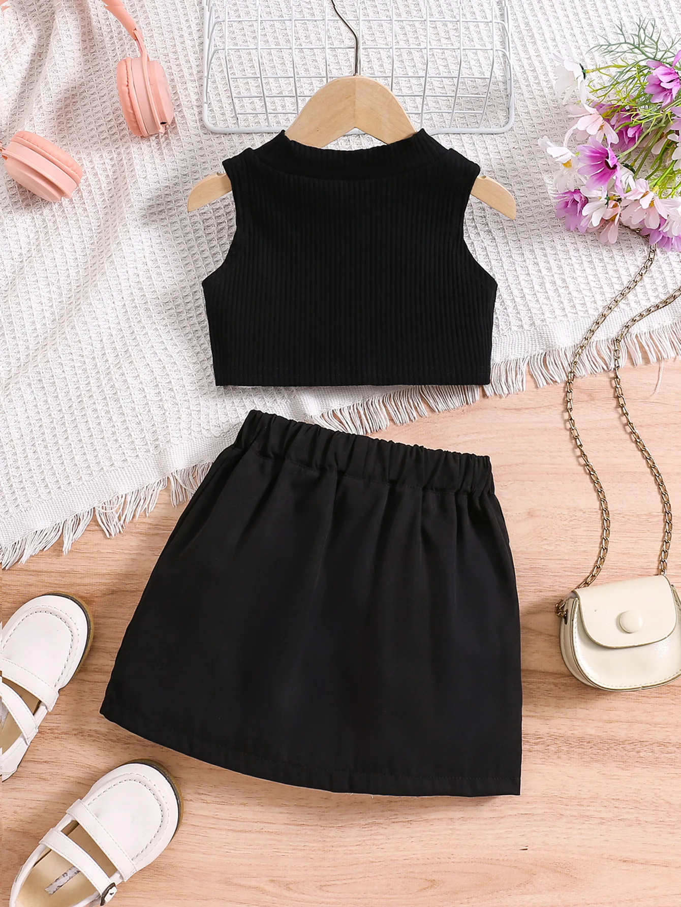 Ins Fashion Summer Toddlers Dress Outfits 2pcs Sleeveless Top+skirt ...