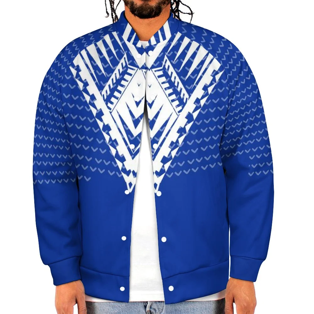 Factory Outlet Custom Pacific Island Design Big Size Bomber Jacket Hawaiian Style Men Baseball Uniform Jersey Casual Sportswear
