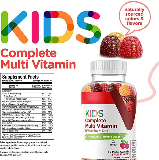 Halal Sugar Free Gummies Multivitamin Gummy For Kids Vitamin C D3 Zinc ...