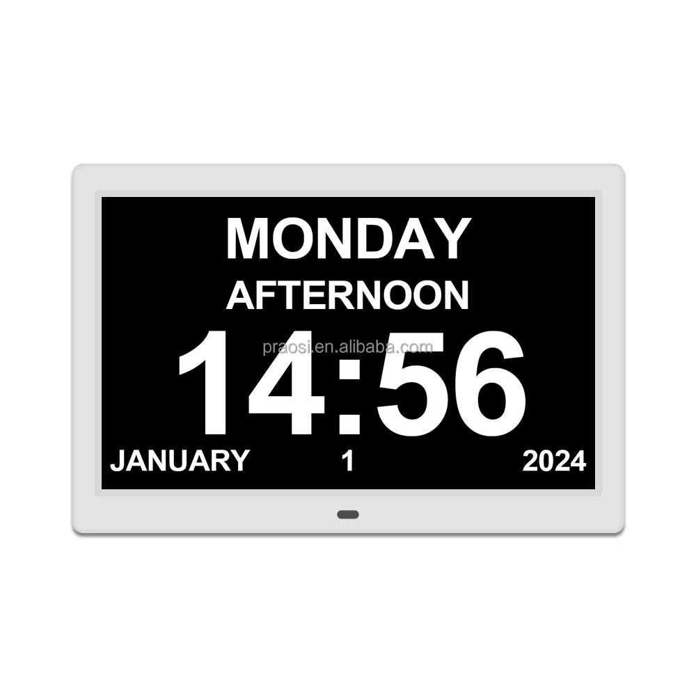 Customize Android Touch Screen Islam Prayer Athan Azan Clock 10" Inch Digital Calendar Day Clock With Prayer App Black White