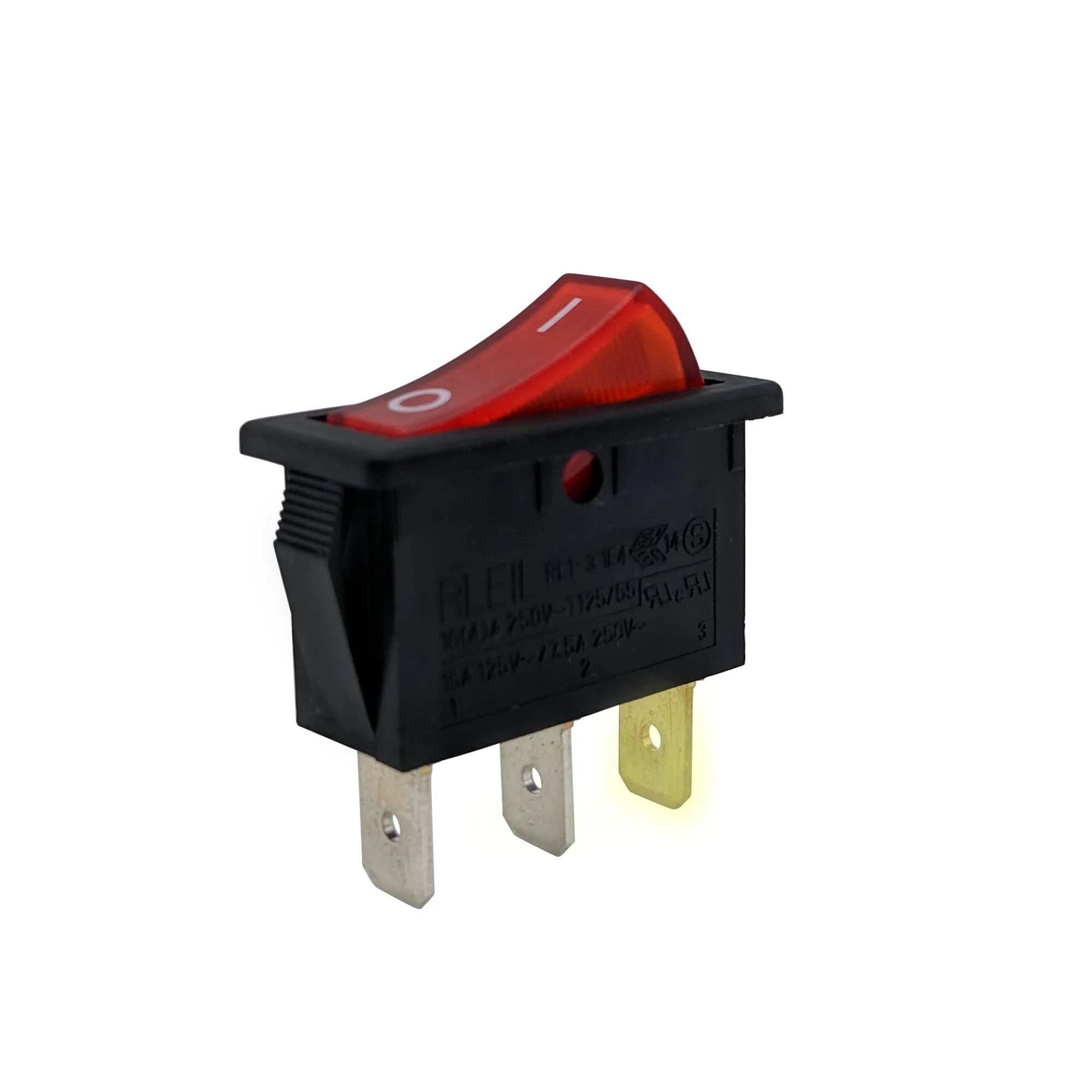 Multi-color 16(4)A 250VAC T125/55 1E4 on OFF SPST Illuminated Rocker Switch