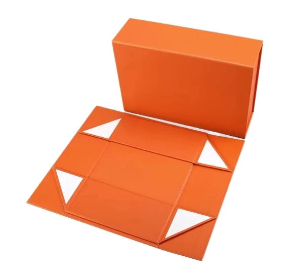 Large Cardboard One-Piece Folding Gift Box Space-Saving UV Printed Storage Folding Box for Foreign Trade