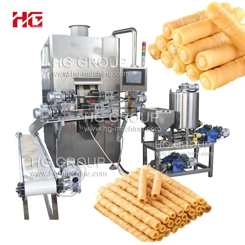 Full Automatic Multifunctional Wafer Stick Egg Roll Machine  Wafer Stick Rolling Machine