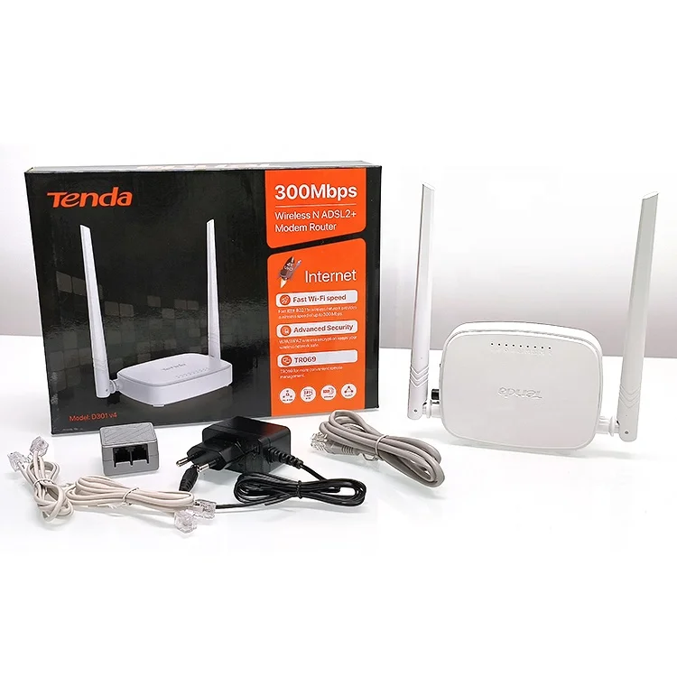 Tenda D301 V4 300Mbps Wireless N ADSL2+ Modem Router