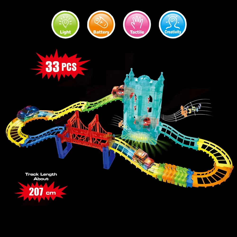 DIY Assembly Flexible Racing Track Electronic Flash Light Car Railway Magical Racing Track Set Educational Toys for Children
