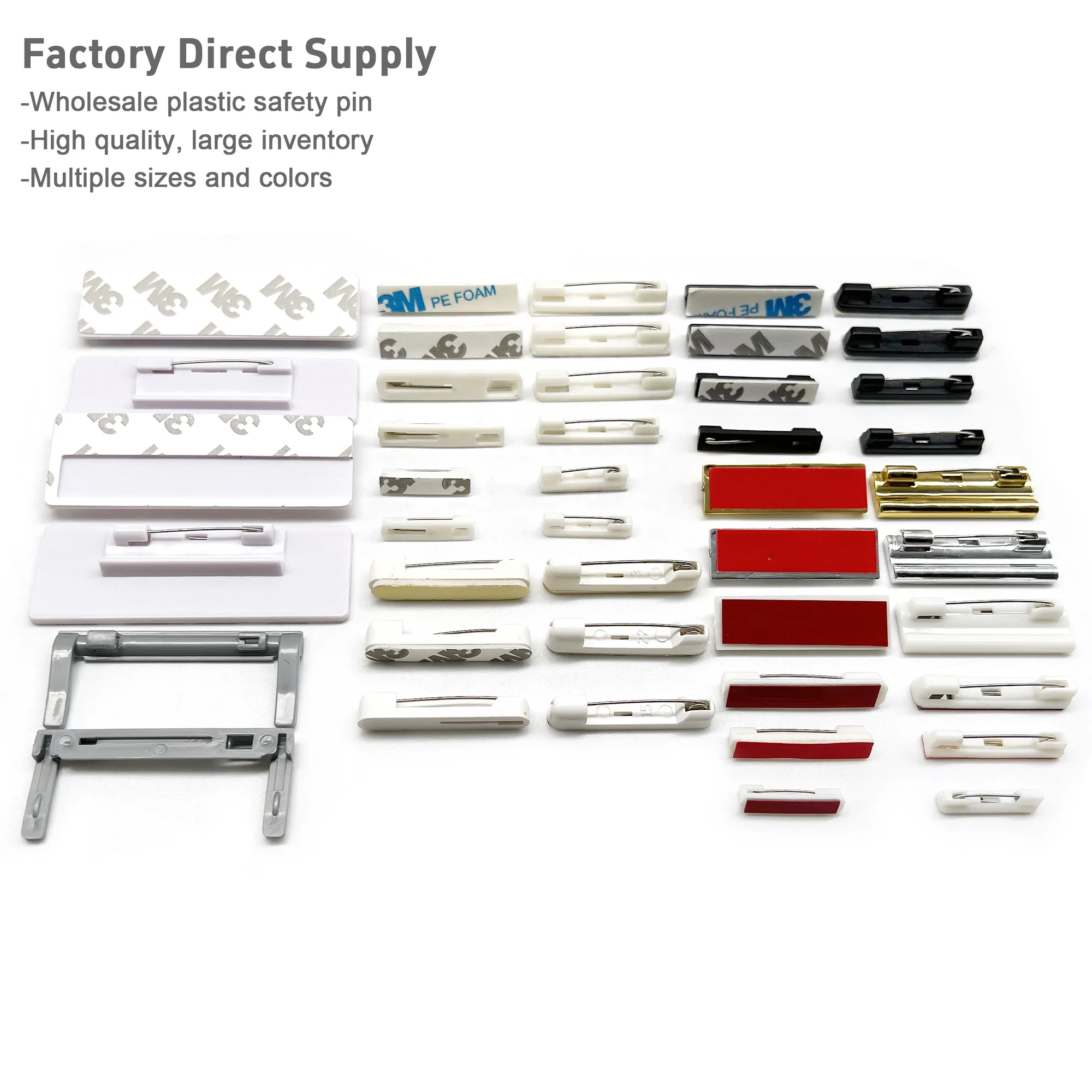 ID Badge Crafts Name Tag Safety Pin Black White Sticker Tape Self Adhesive  Plastic Safety Pin