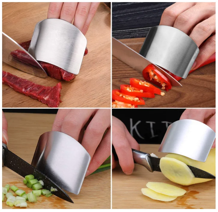 1pc Stainless Steel Finger Guard For Cutting Vegetables In Kitchen