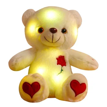 Led Light Up Teddy Bear Stuffed Soft Plush Toy Lighting Love Heart Teddy Bear Valentines' Day Gift Custom For The Loved One