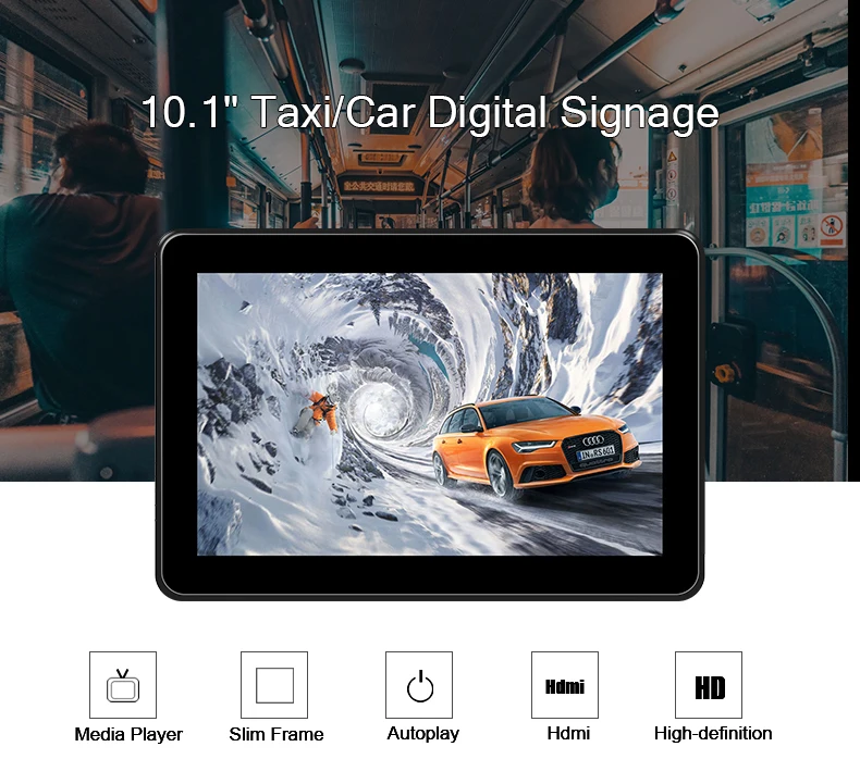 10.1inch Android Wifi with 3G Network Digital Advertising Screen Inside Taxi Back Seat Advertising