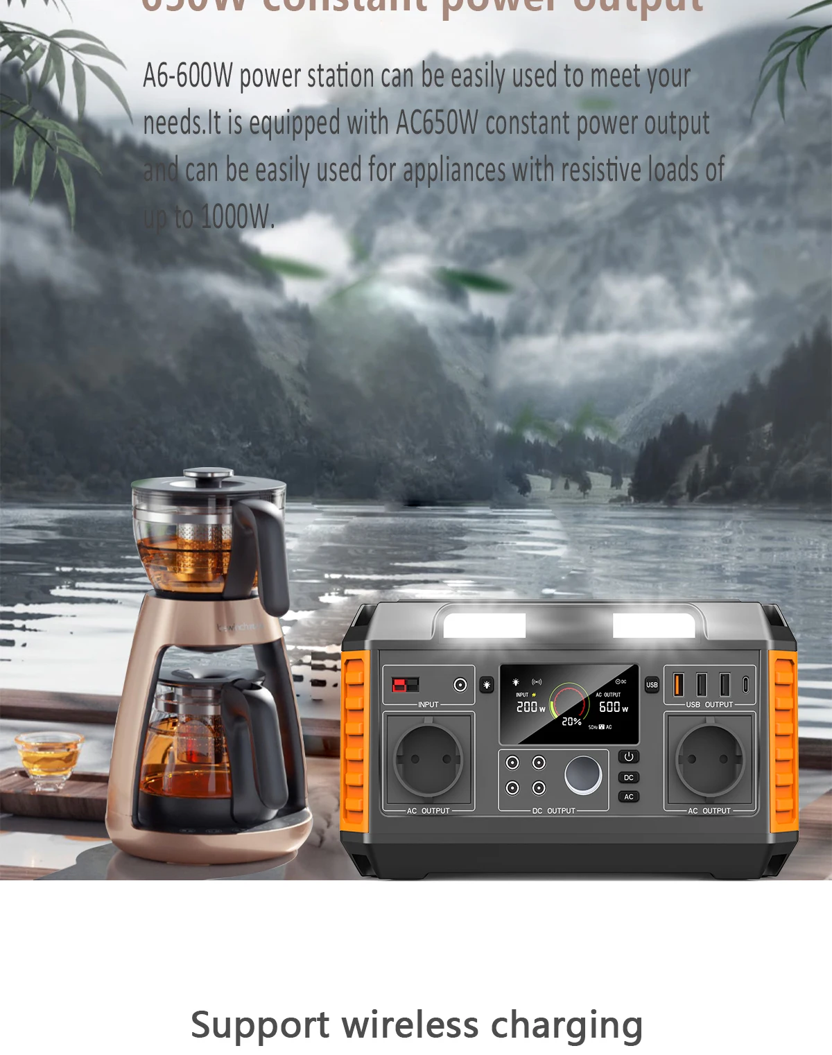product portable 600w 2025 power station with solar panel lithium battery 220v solar generator flashlight  camping accessories for us uk-6