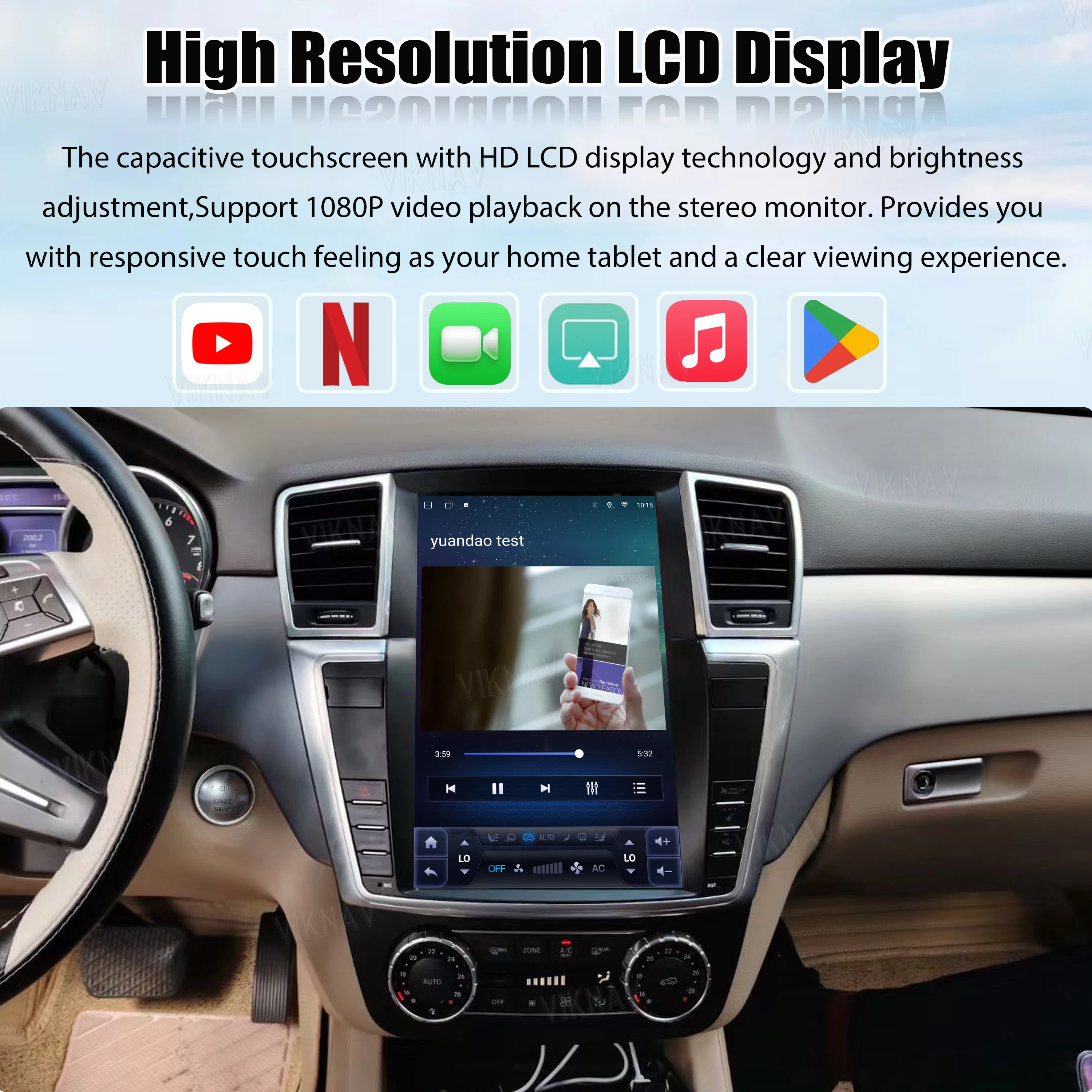 Viknav Android Radio for Mercedes Benz GL ML W166 X166 2012-2016 Tesla Touch Screen Car Auto Wireless Carplay GPS Navigation