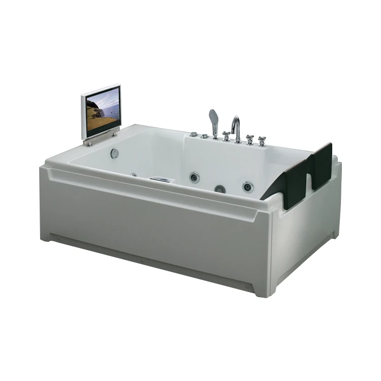 Luxury Two Person Freestanding Jetted Tub Whirlpool Sexy Couple Corner Multi Functional Acrylic Massage 2 Seater Bathtub With TV