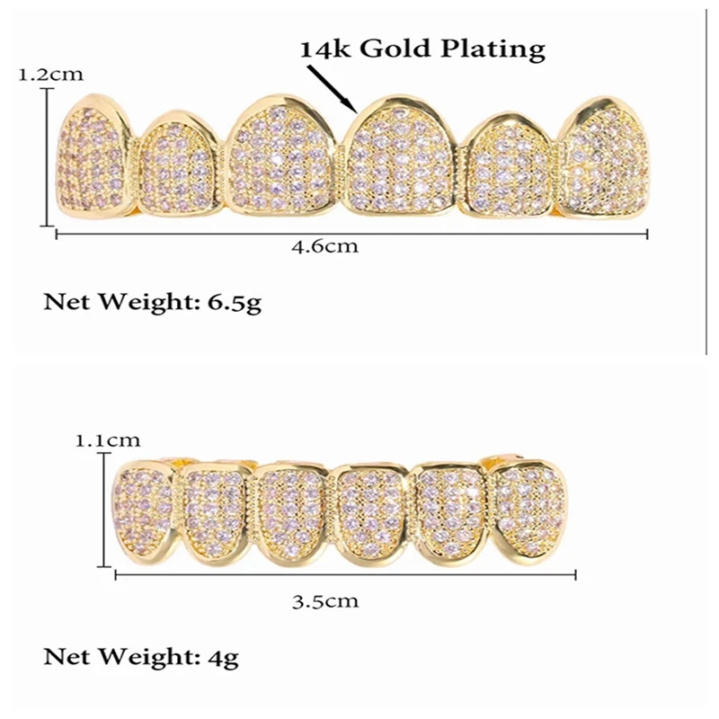 Silver Bling Hip Hop Grillz Mold Kit De Dent Vvs Moissanite Zircon Iced