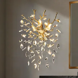 Modern Luxury Creative Wall Sconce Bedroom Living Room Led Tree Branch Crystal Wall Lamp