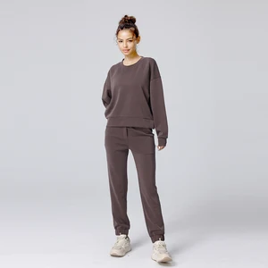 Custom 2 Piece Set Sweatshirts Women Fall Winter High Waist Tracksuit Two Piece Women Track Suit Set Oversized Jogger Set Women