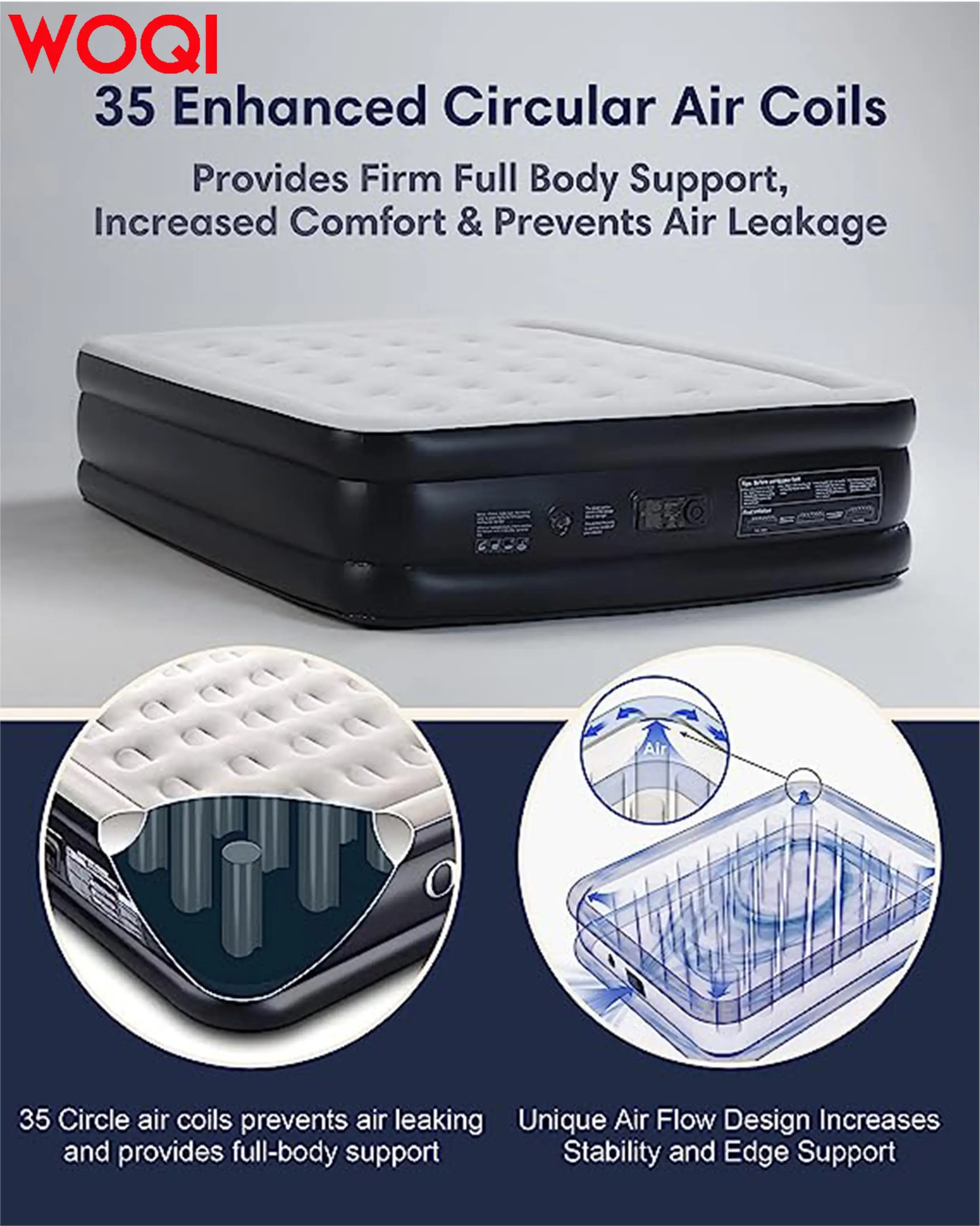 Woqi Fast&easy Inflation/deflation Air Mattress With Built In Pump,18