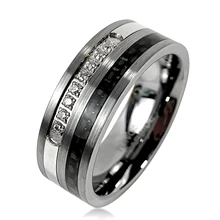 OEM Customized Accepted Luxury Jewelry Combination Tungsten Carbide Ring 8mm 6mm 4mm 10mm with Zircon Diamond