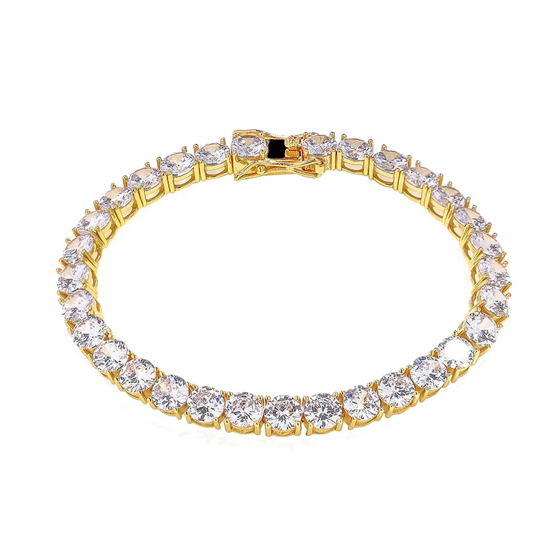 Tennis Bracelet Gold Silver Bling Chain 