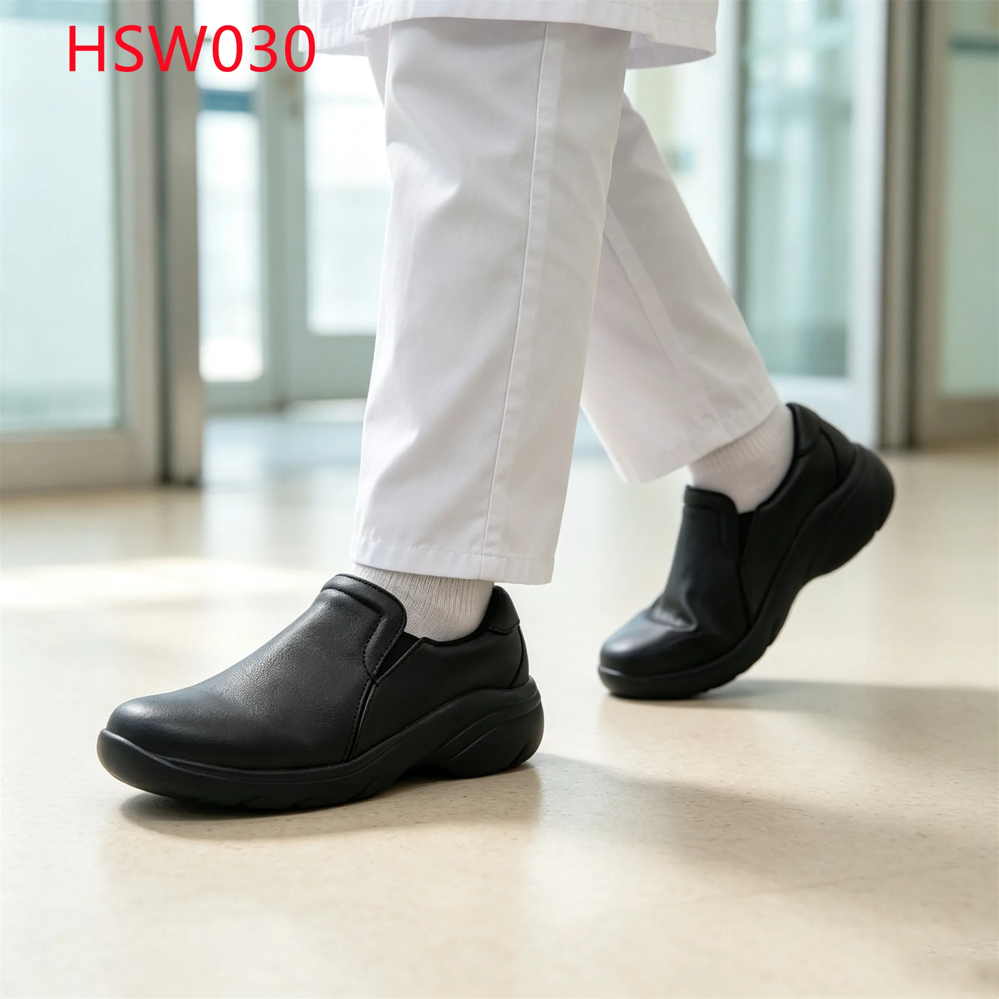 LXG,Medical Device Full Grain Leather Slip-on White Work Clogs Clean Workshop Anti-Fatigue Outsole Hua Singh Nurse Shoes HSW030