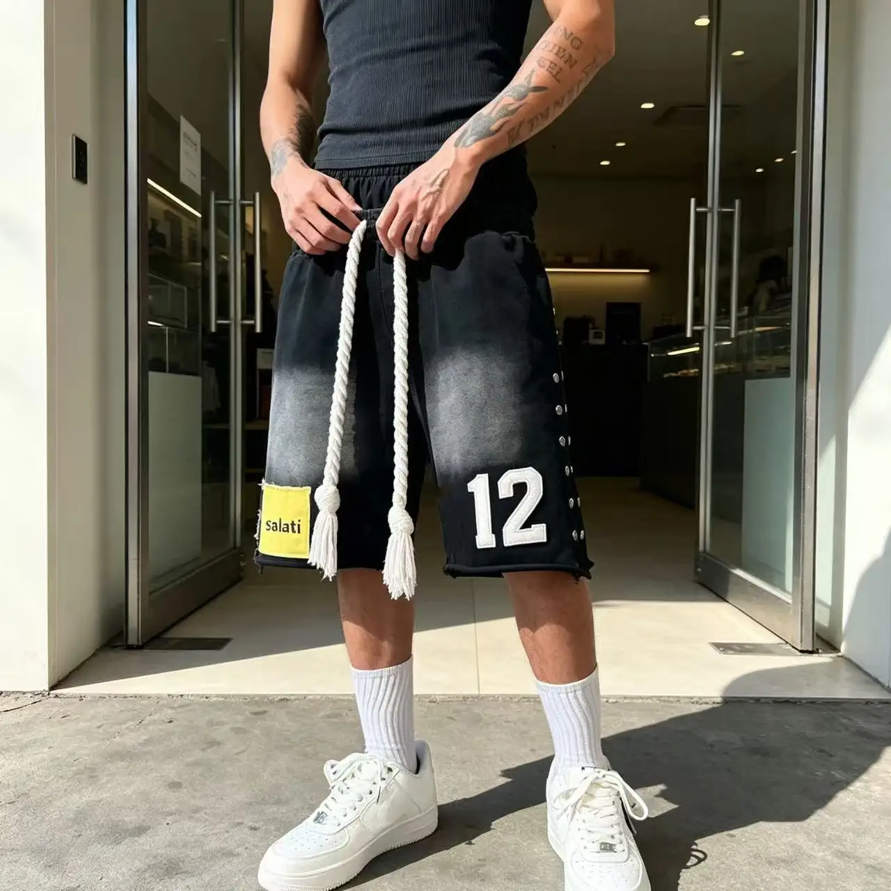 Custom Heavy 100% Nylon Canvas Drawstring High Waist Breathable Embroidered Letter Print Luxury Designer Brand Men Casual Shorts