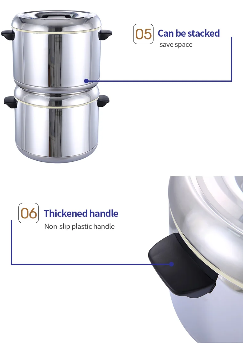 4L 6L Uncooked 6L 17L Cooked Non Electric Portable Thermos Stainless Steel Sushi Rice Warmer